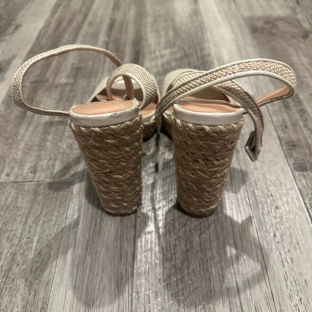 RAYE Natural Raffia Platform Wedge Sandals with Ankle Strap - Picture 5 of 6